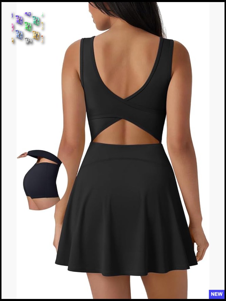 Tennis Dress With Shorts Built-In Athletic Dress For Women Workout Activewear